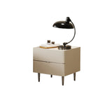 Modern Minimalist White Nightstand with Drawers & Metal Legs Image - 8