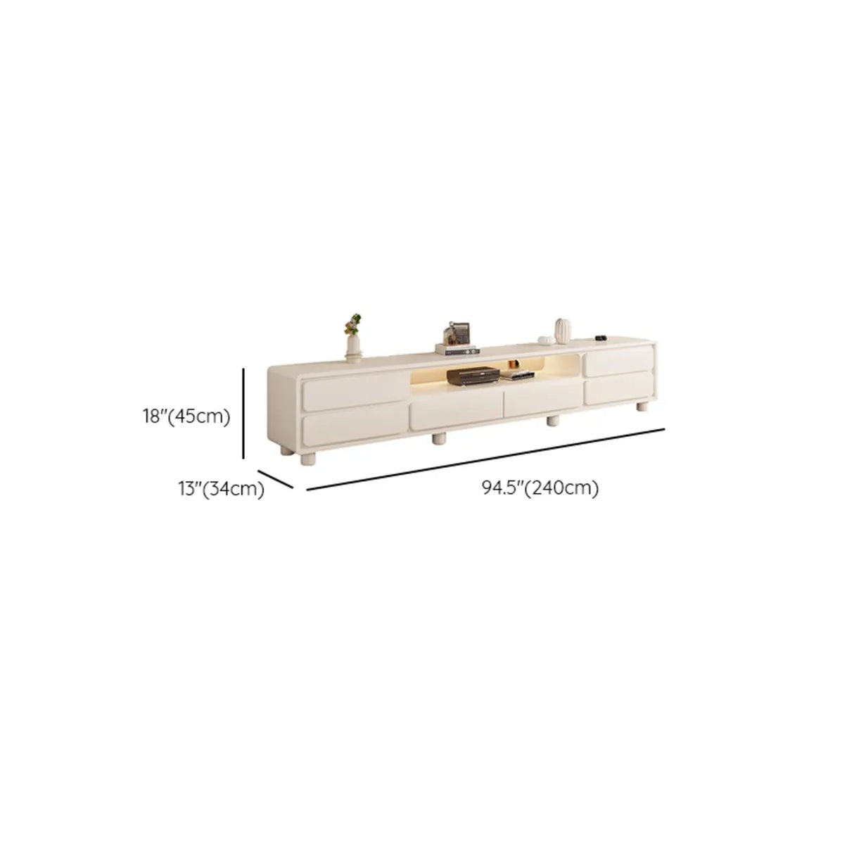 Modern Minimalist White TV Stand with Storage Drawers Image - 12