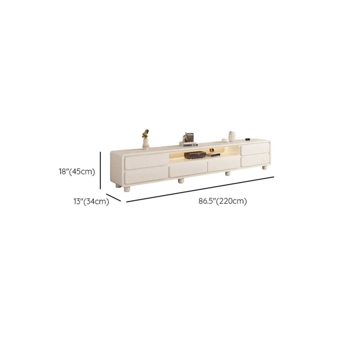 Modern Minimalist White TV Stand with Storage Drawers Image - 13
