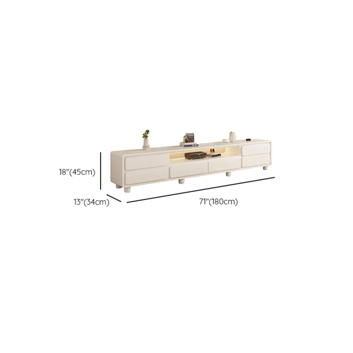 Modern Minimalist White TV Stand with Storage Drawers 