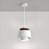 Modern Minimalist Wide Dome Walnut and Iron Pendant Light Image - 5