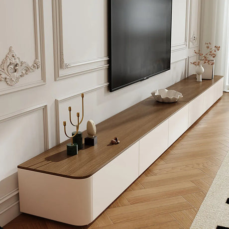Modern Minimalist Wood TV Stand with Storage Drawers Image - 1
