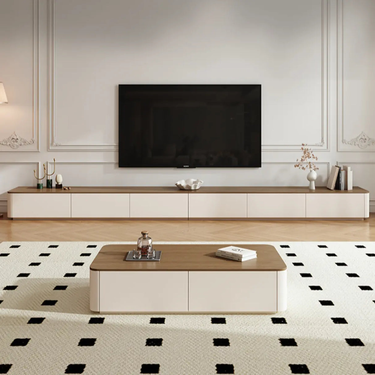 Modern Minimalist Wood TV Stand with Storage Drawers Image - 6