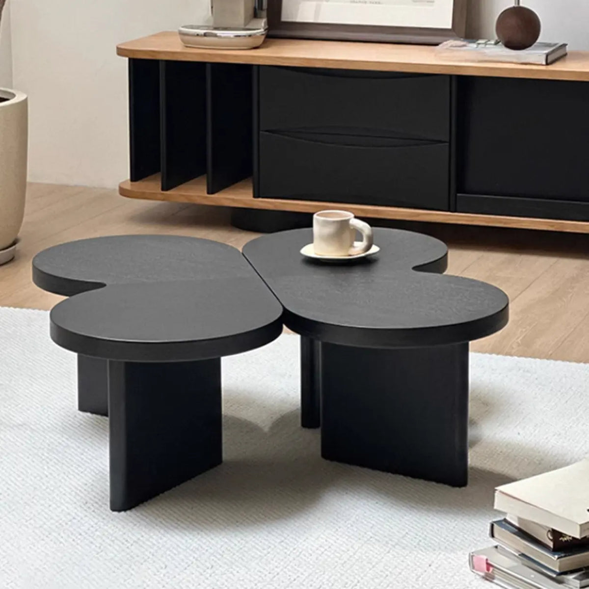 Modern Modular Black Clover Bunching Coffee Table Set of Two – Homebaa