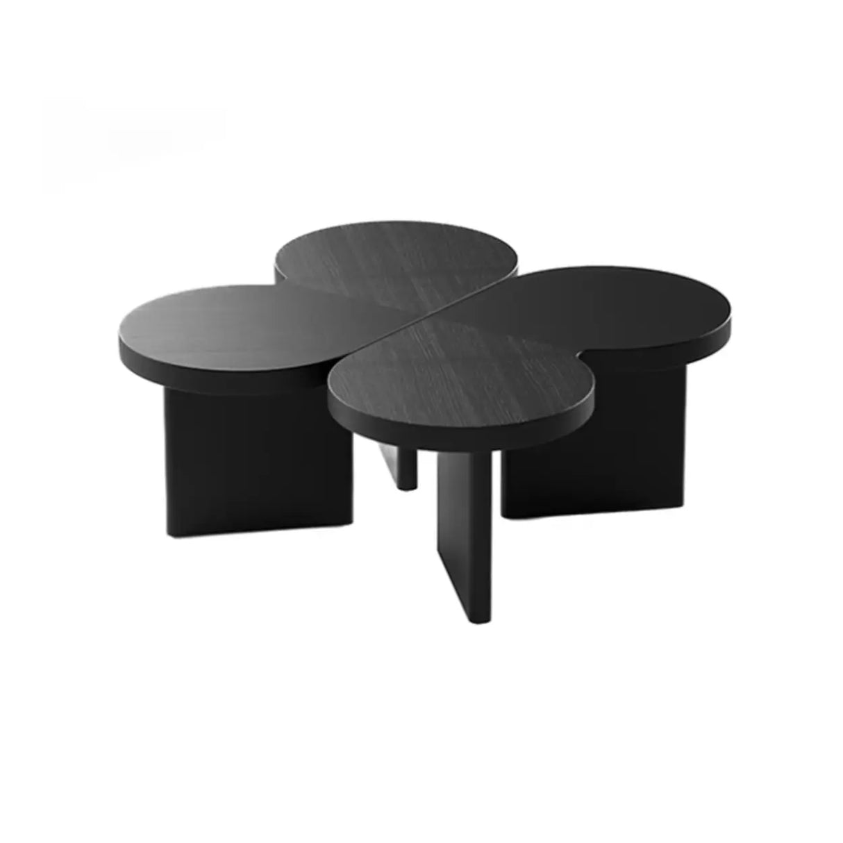 Modern Modular Black Clover Bunching Coffee Table Set of Two Image - 4