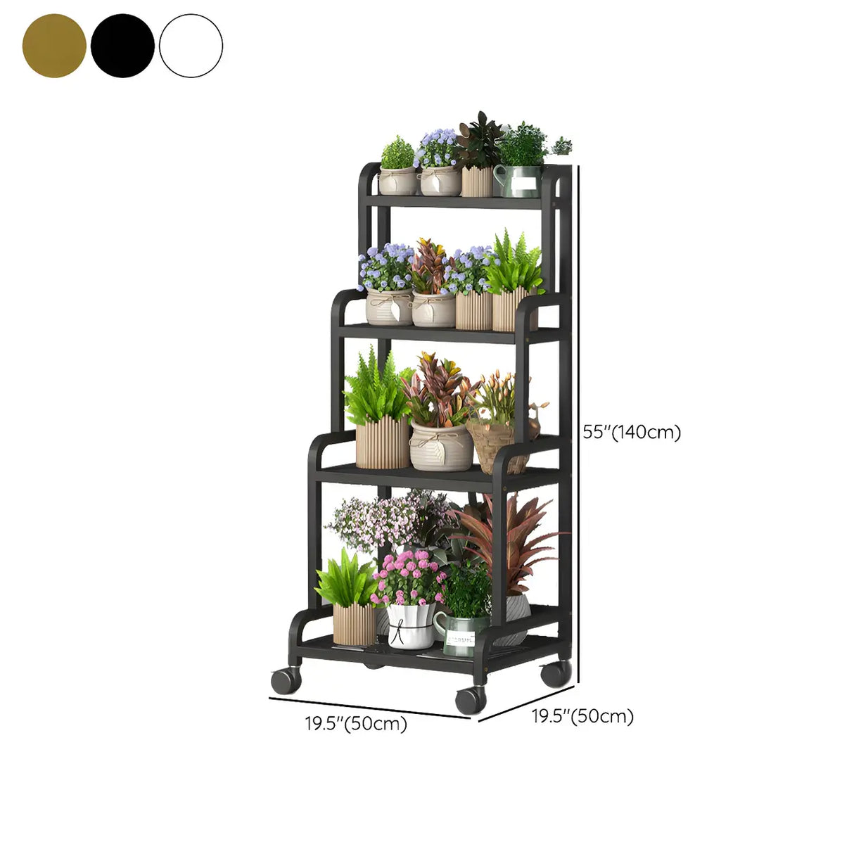 Modern Movable Rectangular White Metal Plant Stand Image - 24