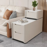 Modern Multi-Drawer White Marble Top Rectangular Side Table Image - 1