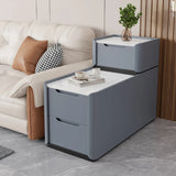Modern Multi-Drawer White Marble Top Rectangular Side Table Image - 11