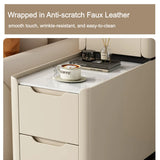 Modern Multi-Drawer White Marble Top Rectangular Side Table Image - 15