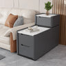 Modern Multi-Drawer White Marble Top Rectangular Side Table Image - 5