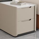 Modern Multi-Drawer White Marble Top Rectangular Side Table Image - 8