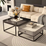 Modern Multi-Function Square Iron Coffee Tables Set Image - 1