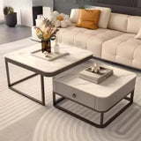 Modern Multi-Function Square Iron Coffee Tables Set Image - 3