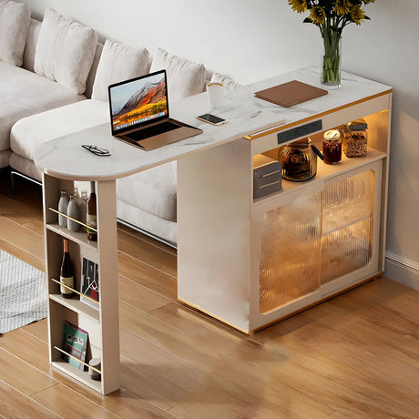 Modern Multi-Functional Bar Table with Storage Shelves Image - 1