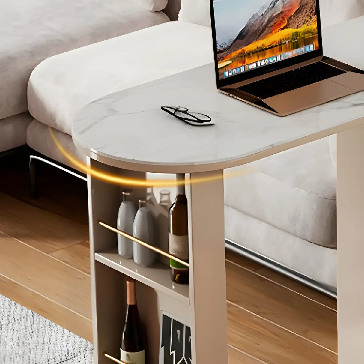 Modern Multi-Functional Bar Table with Storage Shelves Image - 10