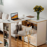Modern Multi-Functional Bar Table with Storage Shelves Image - 11