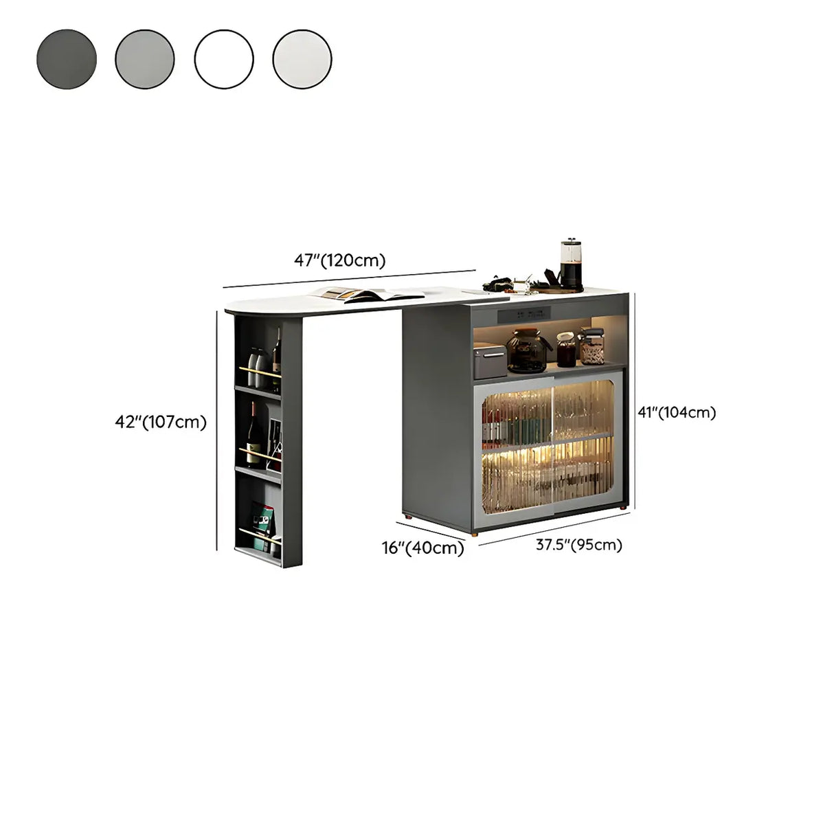 Modern Multi-Functional Bar Table with Storage Shelves 