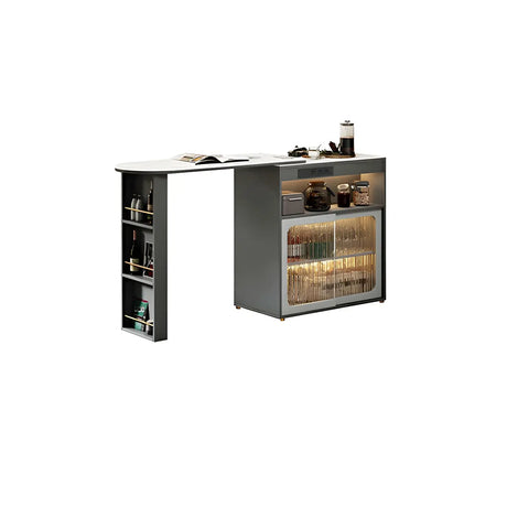 Modern Multi-Functional Bar Table with Storage Shelves Image - 2