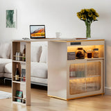 Modern Multi-Functional Bar Table with Storage Shelves Image - 3
