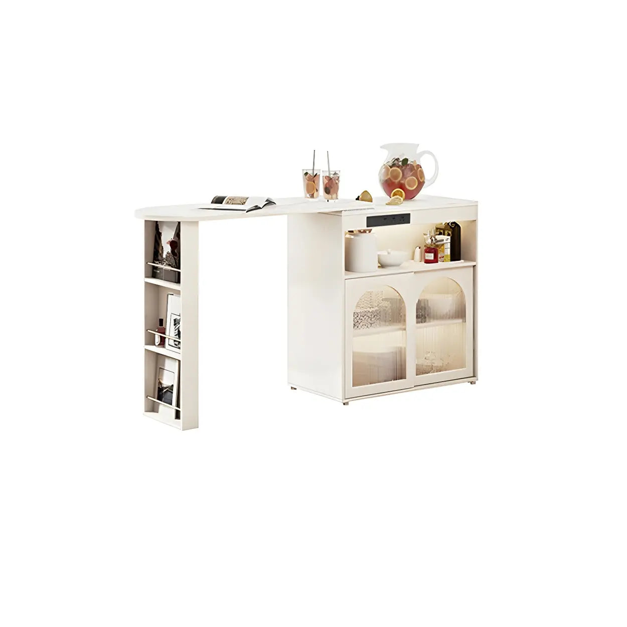 Modern Multi-Functional Bar Table with Storage Shelves Image - 4
