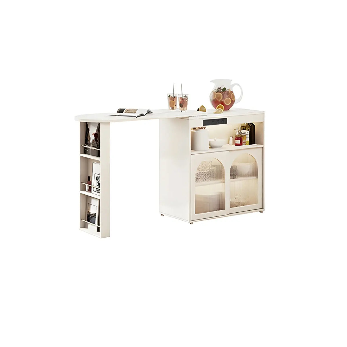 Modern Multi-Functional Bar Table with Storage Shelves Image - 4