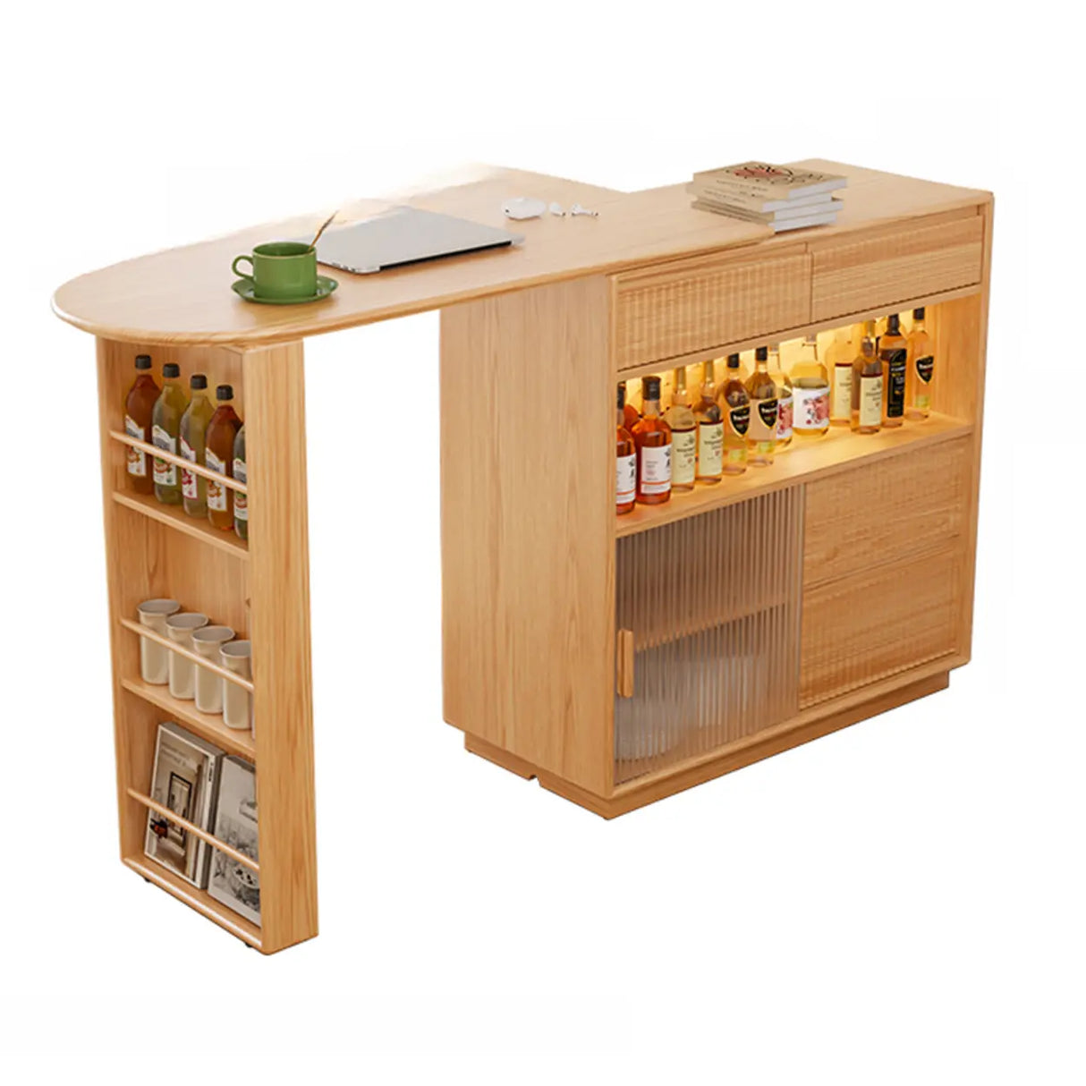 Modern Multifunctional Home Bar Table with Storage Shelves Image - 12