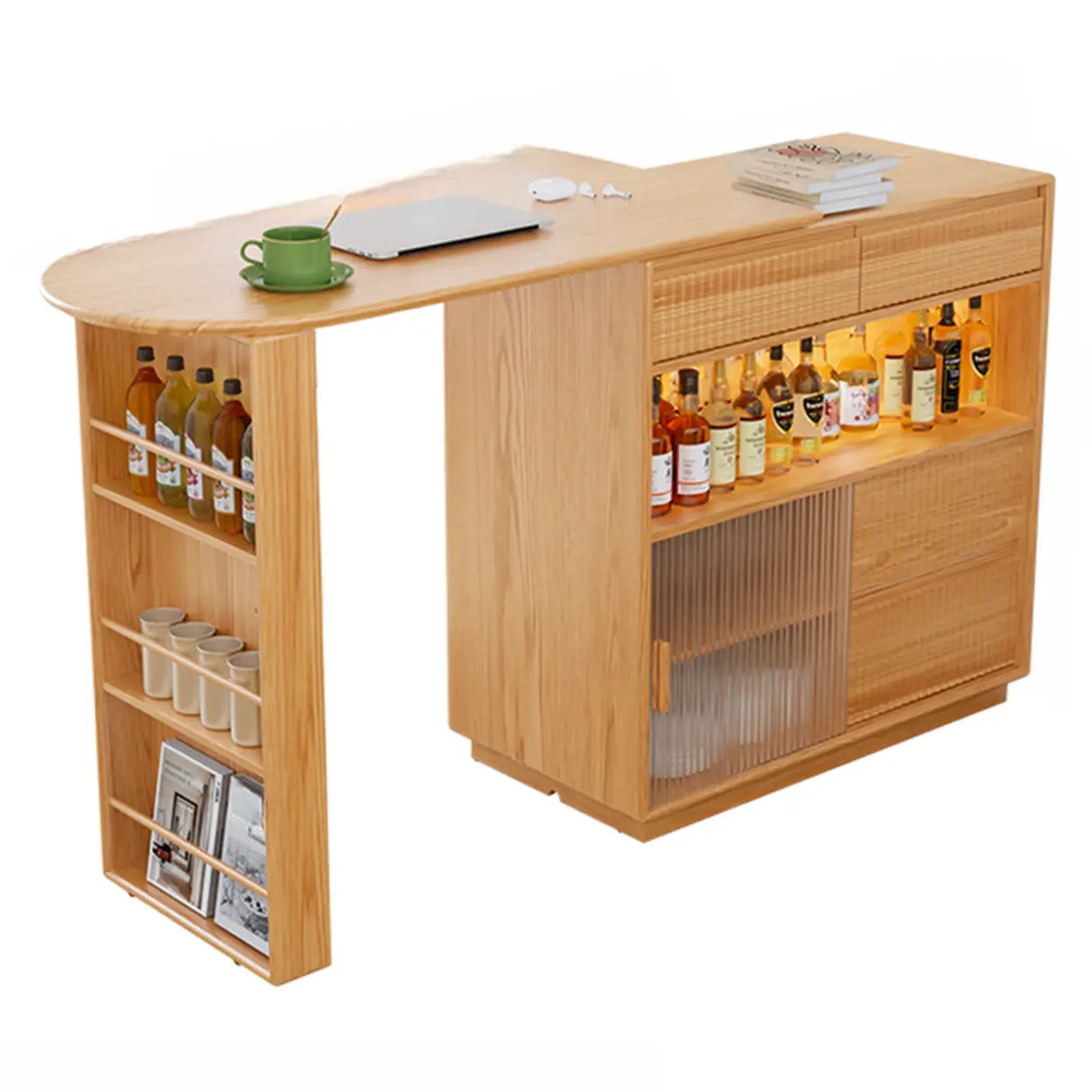 Modern Multifunctional Home Bar Table with Storage Shelves Image - 16