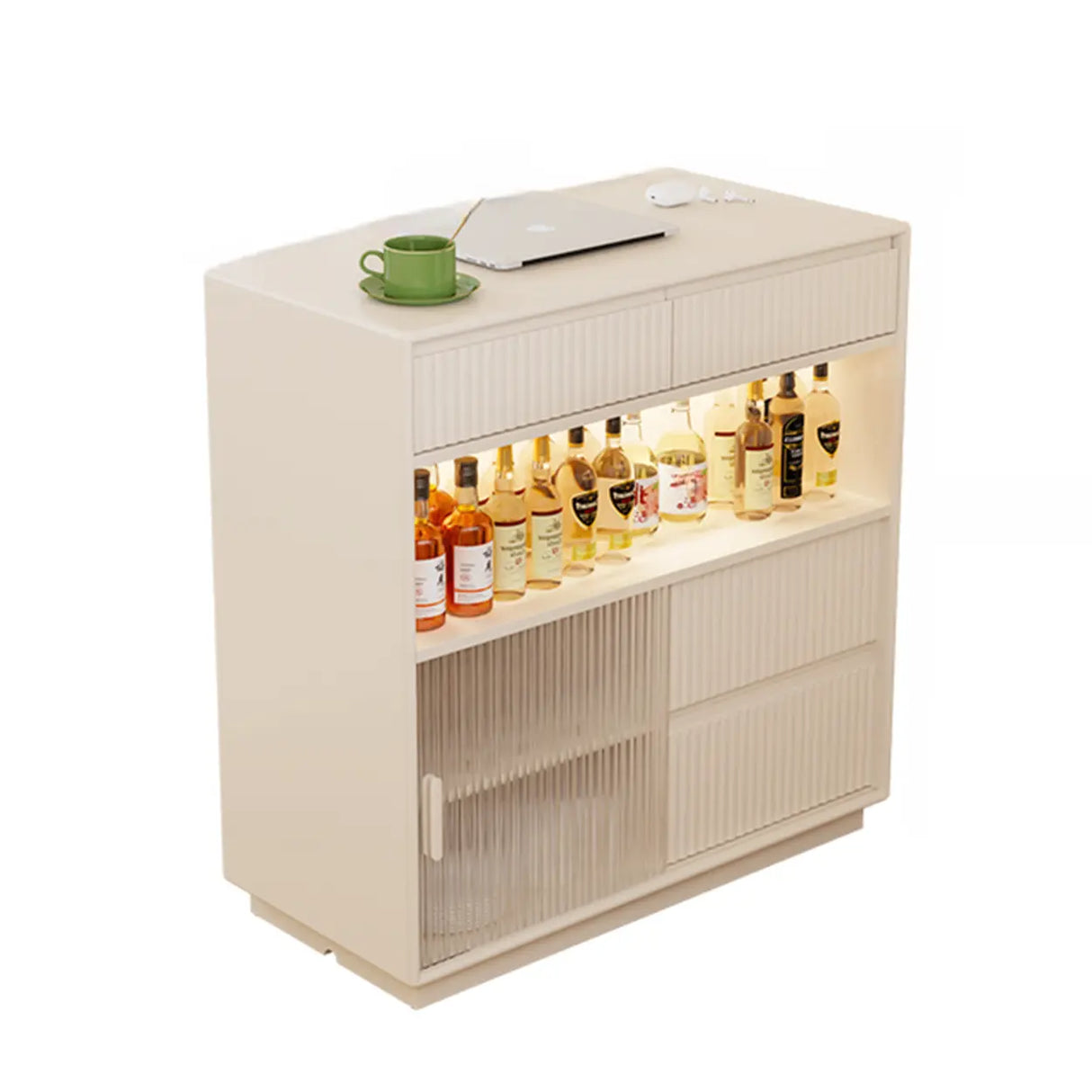 Modern Multifunctional Home Bar Table with Storage Shelves Image - 17
