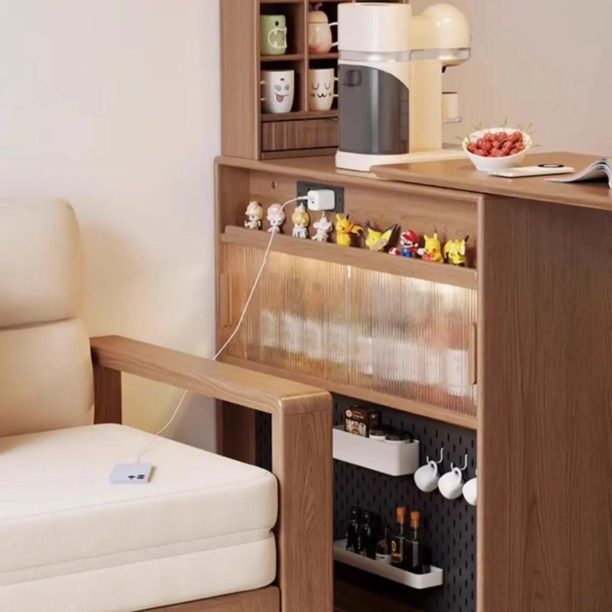 Modern Multifunctional Home Bar Table with Storage Shelves Image - 20