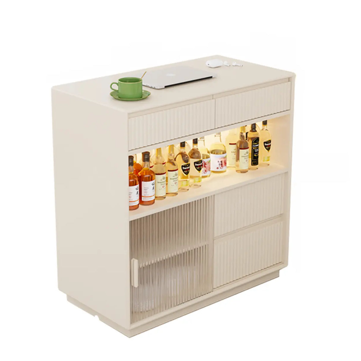 Modern Multifunctional Home Bar Table with Storage Shelves Image - 21