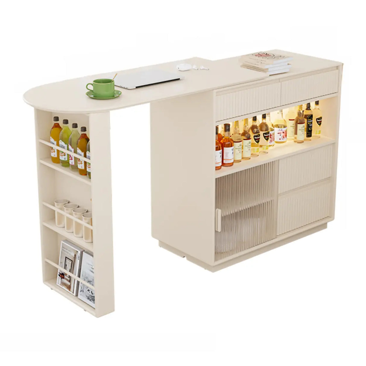 Modern Multifunctional Home Bar Table with Storage Shelves Image - 23