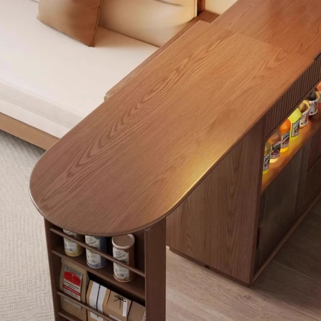 Modern Multifunctional Home Bar Table with Storage Shelves Image - 25