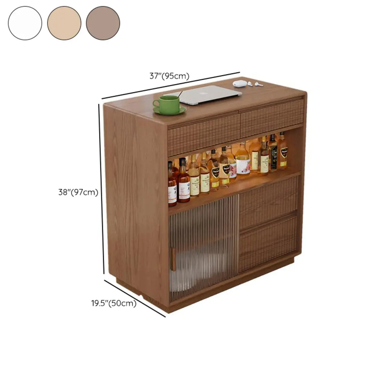 Modern Multifunctional Home Bar Table with Storage Shelves Image - 30