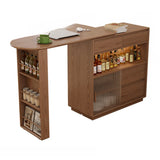 Modern Multifunctional Home Bar Table with Storage Shelves Image - 4