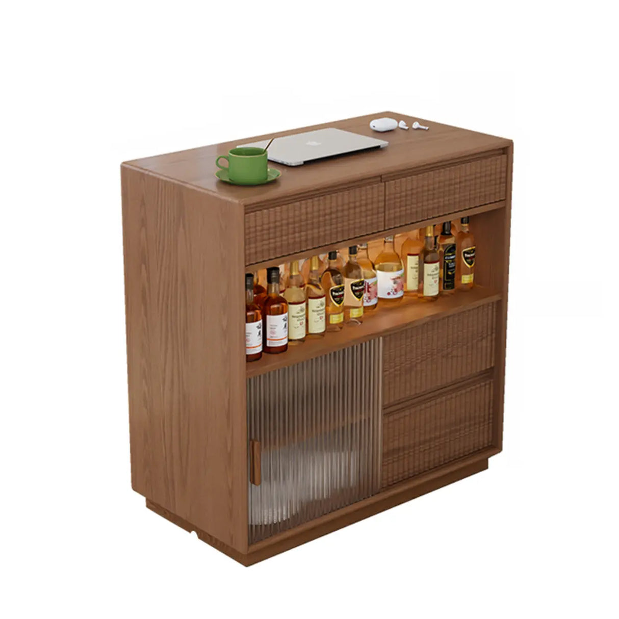 Modern Multifunctional Home Bar Table with Storage Shelves Image - 5