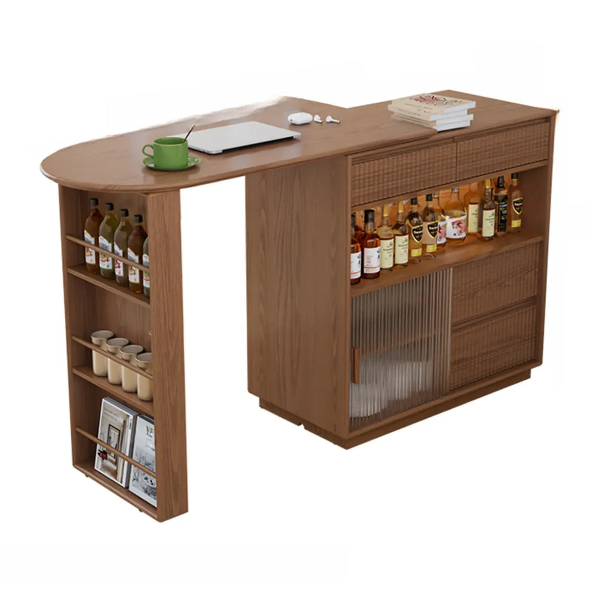 Modern Multifunctional Home Bar Table with Storage Shelves Image - 7
