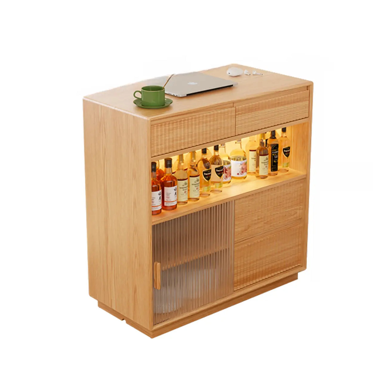 Modern Multifunctional Home Bar Table with Storage Shelves Image - 9