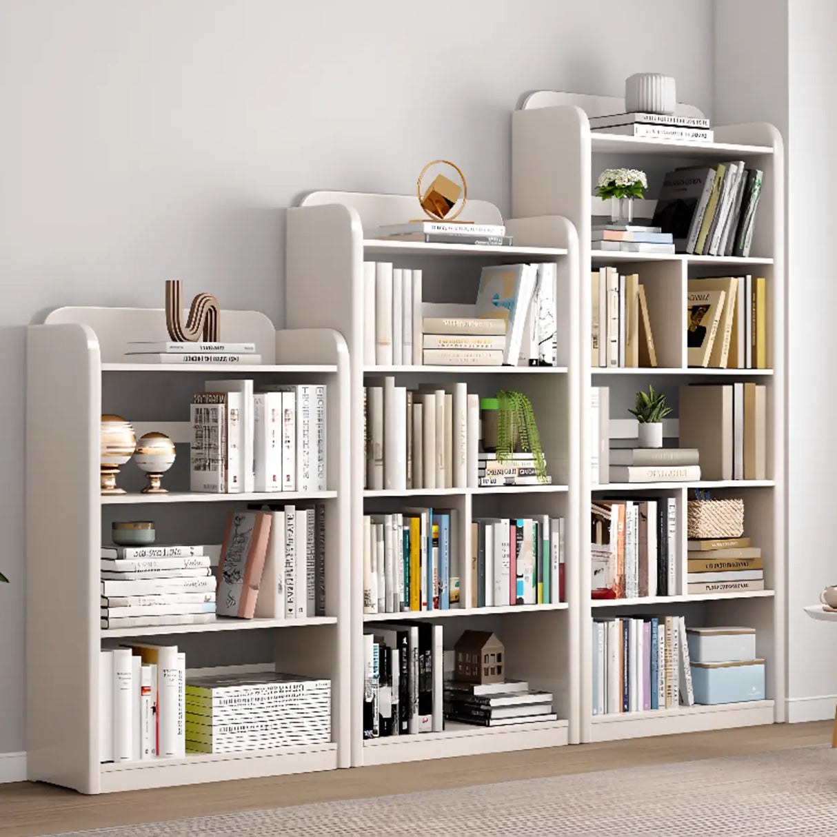 Modern Natural Finish Rounded Edges Open Wood Bookcase Image - 10