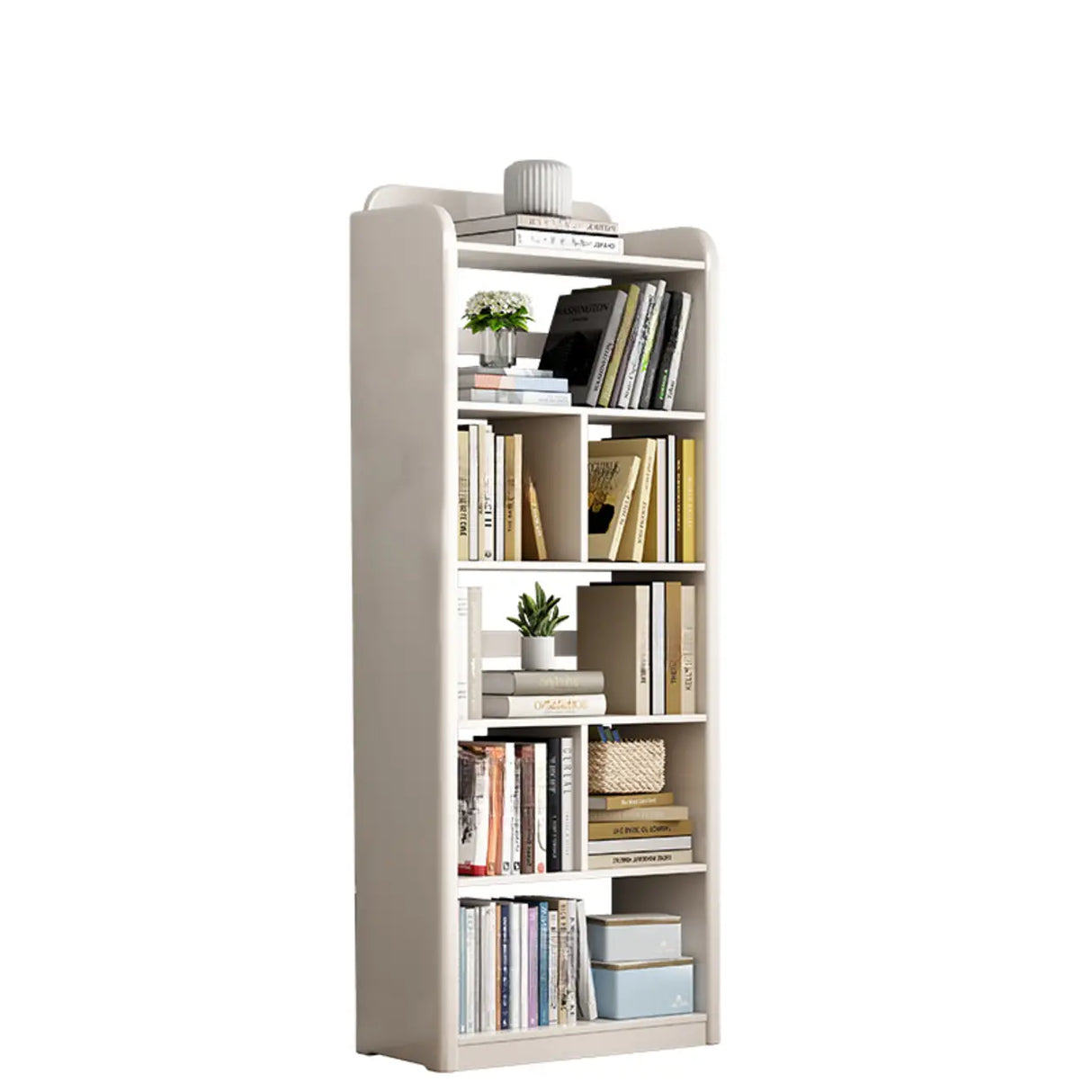 Modern Natural Finish Rounded Edges Open Wood Bookcase Image - 17