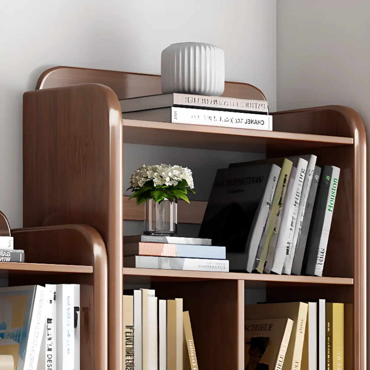 Modern Natural Finish Rounded Edges Open Wood Bookcase Image - 19