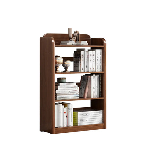 Modern Natural Finish Rounded Edges Open Wood Bookcase Image - 2