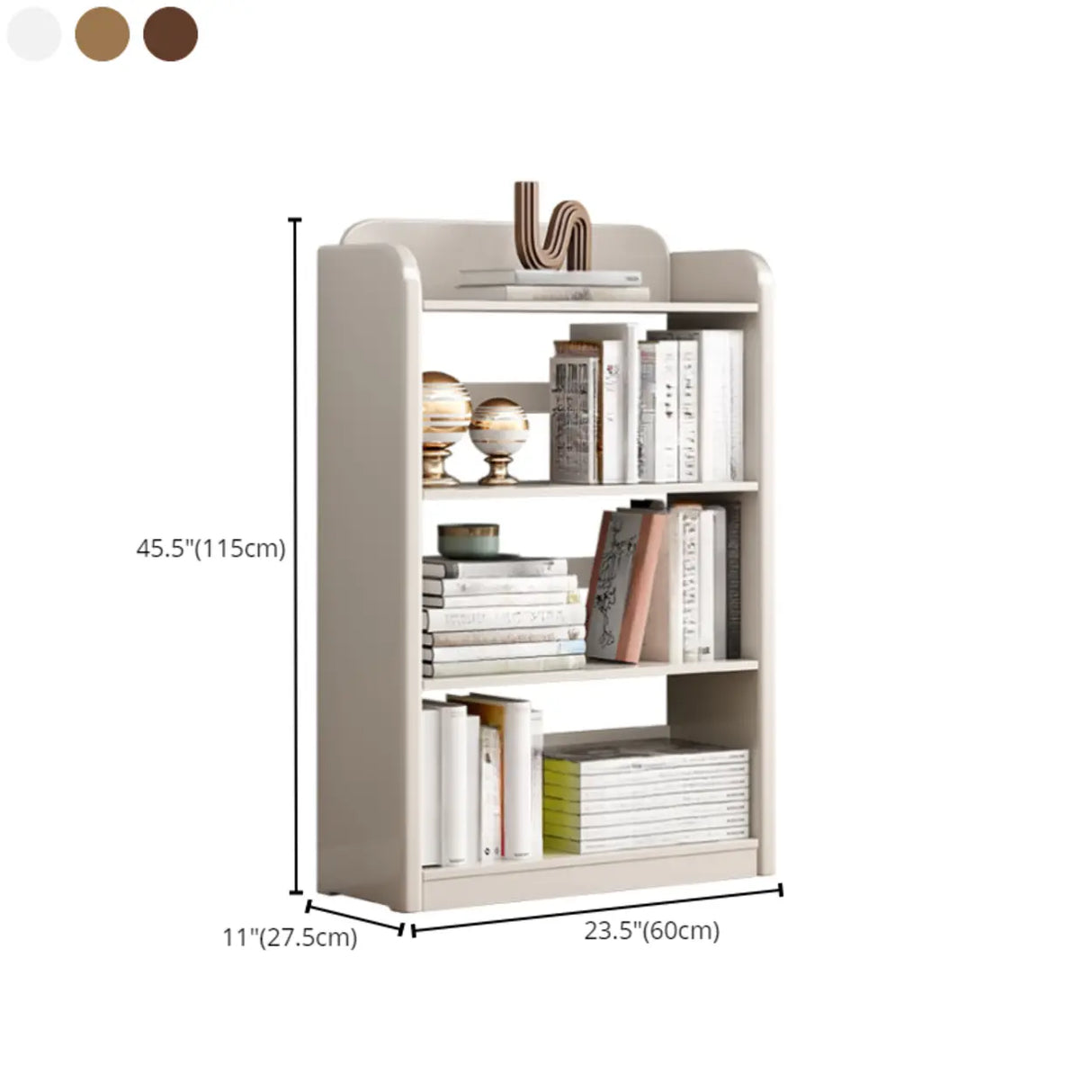 Modern Natural Finish Rounded Edges Open Wood Bookcase 