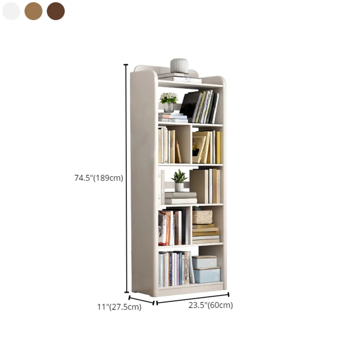 Modern Natural Finish Rounded Edges Open Wood Bookcase Image - 22