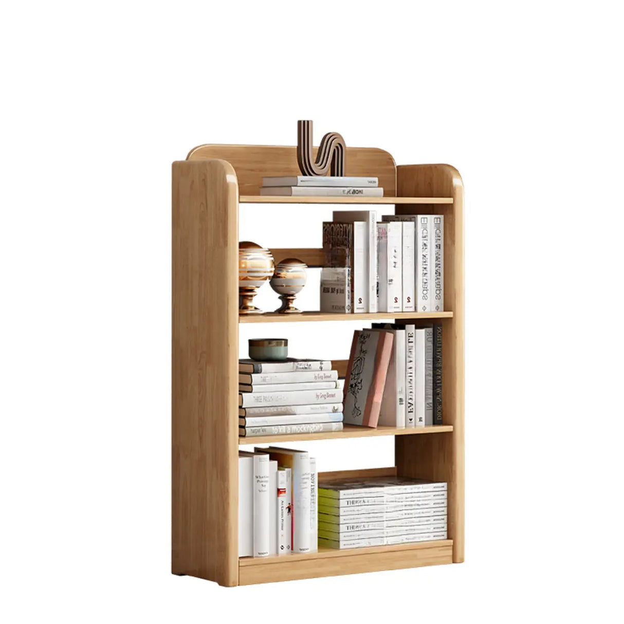 Modern Natural Finish Rounded Edges Open Wood Bookcase Image - 3