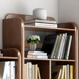 Modern Natural Finish Rounded Edges Open Wood Bookcase Image - 4