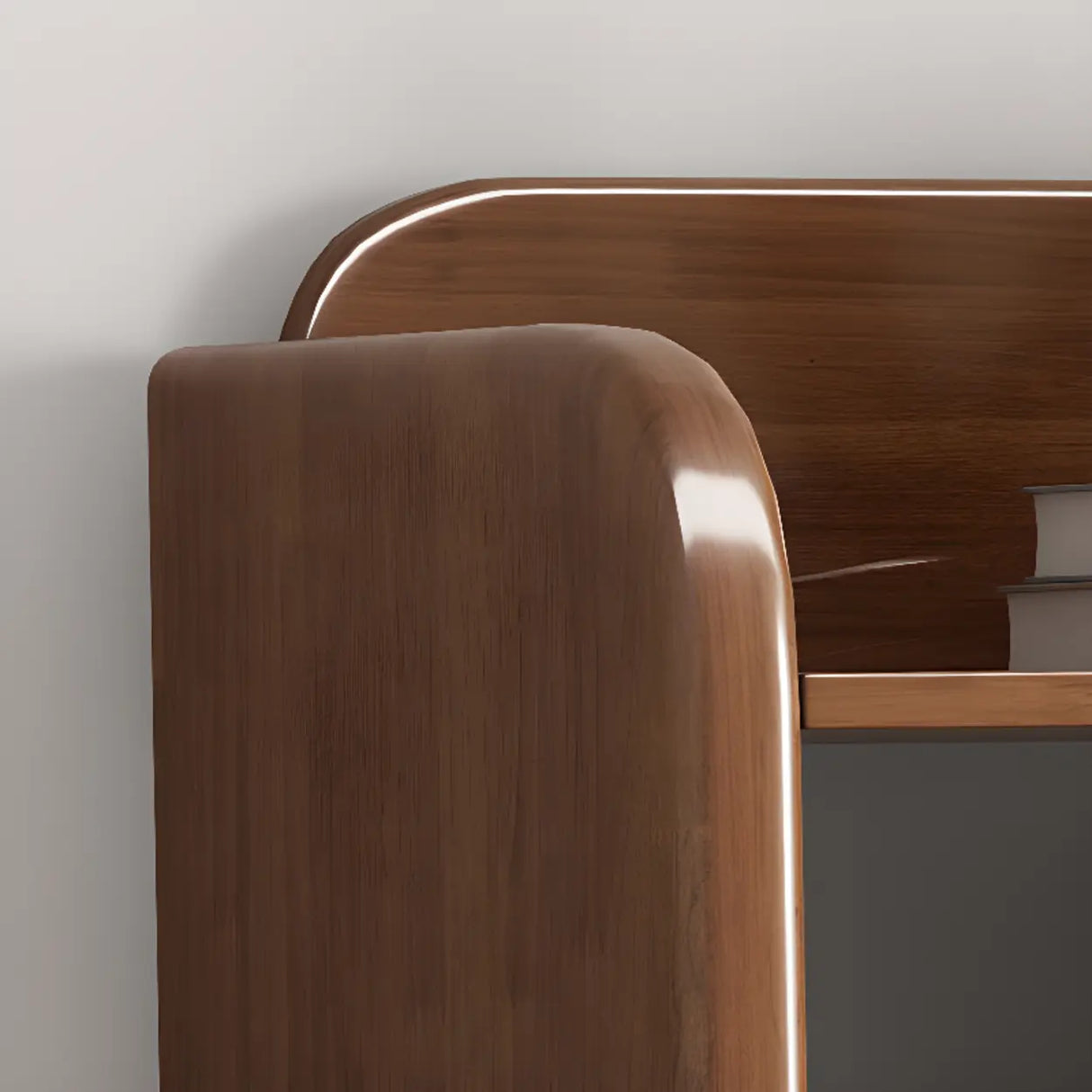 Modern Natural Finish Rounded Edges Open Wood Bookcase Image - 6
