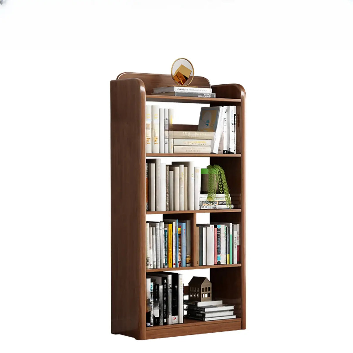 Modern Natural Finish Rounded Edges Open Wood Bookcase Image - 7