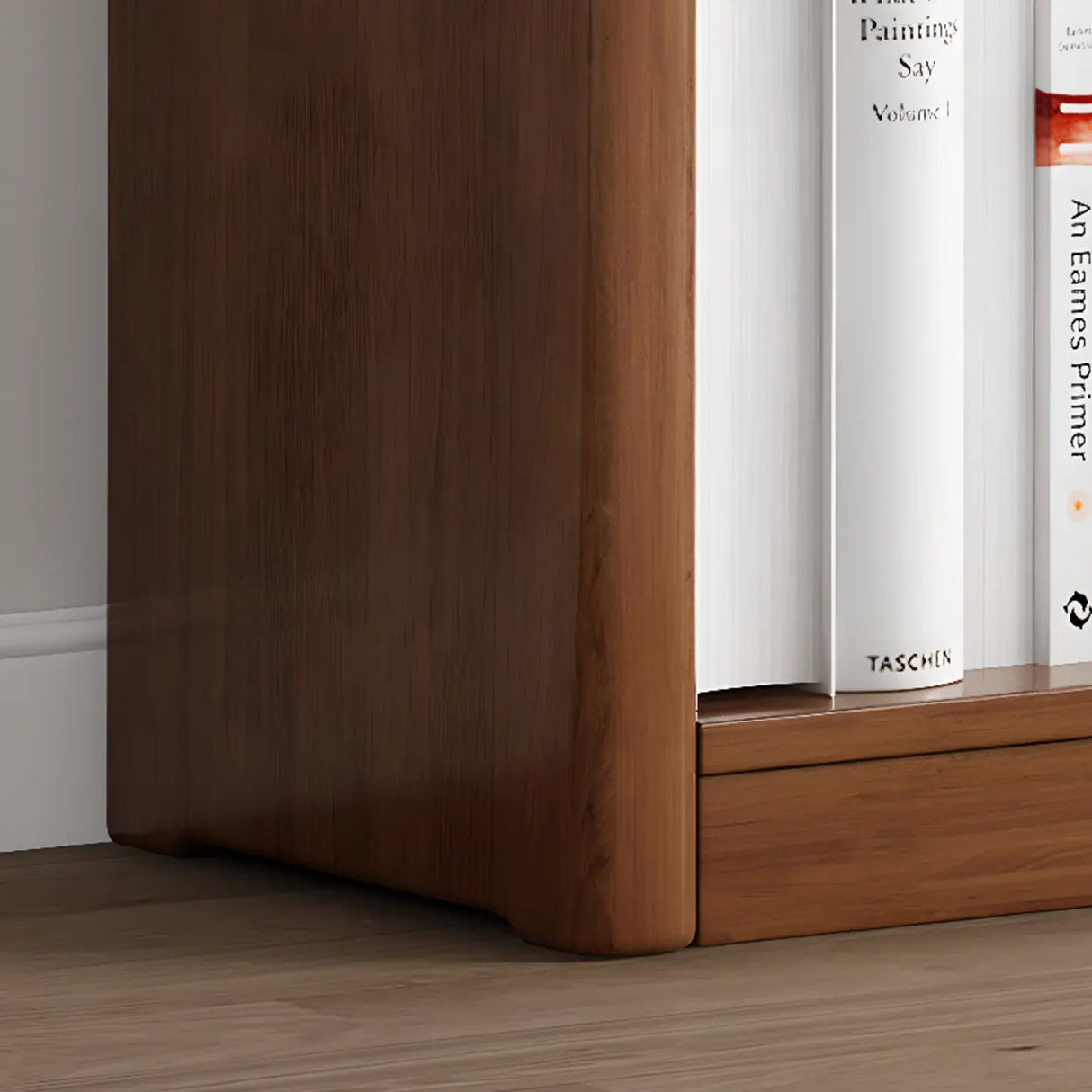 Modern Natural Finish Rounded Edges Open Wood Bookcase Image - 8