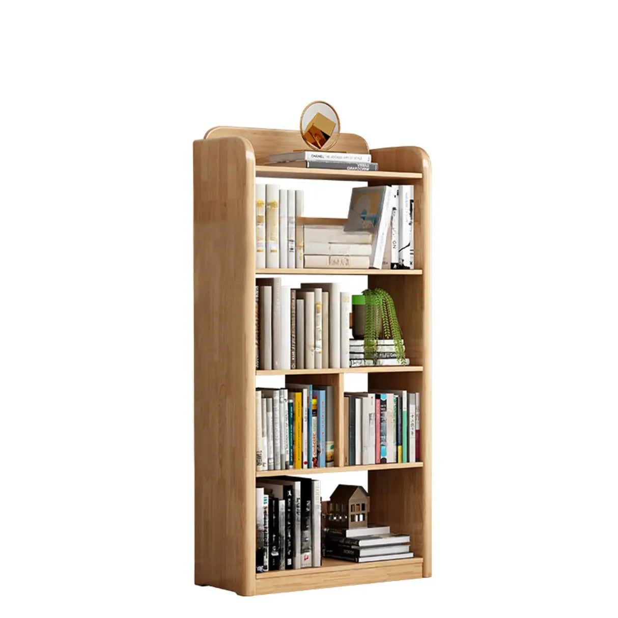 Modern Natural Finish Rounded Edges Open Wood Bookcase Image - 9