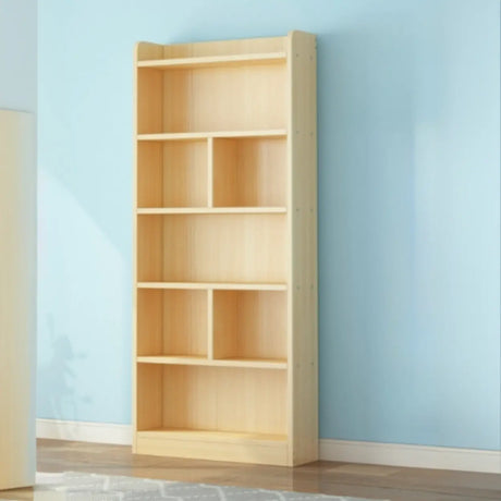 Modern Natural Pine Vertical Wooden Narrow Bookcase Image - 1